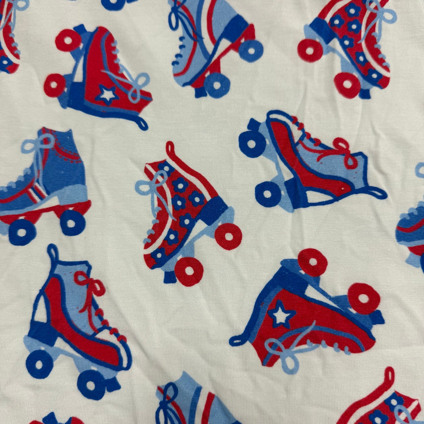 Red, White and Blue Roller Skates on Bamboo/Spandex Jersey Fabric - 200 GSM