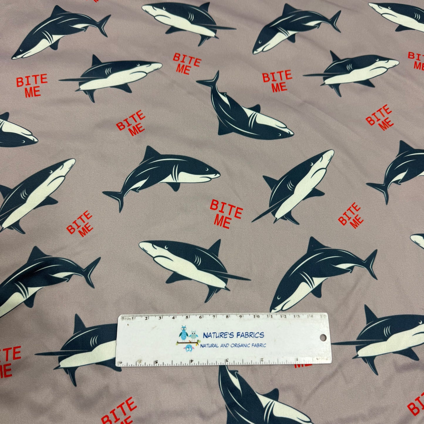 Bite Me Sharks on 1 mil PUL Fabric - Made in China- Seconds