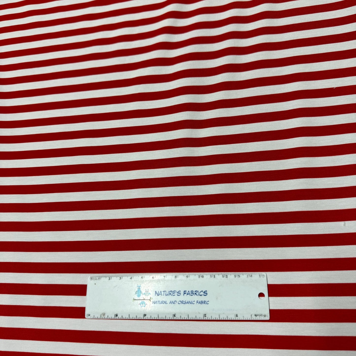 Red and White 3/8" Stripes on Bamboo/Spandex Jersey Fabric