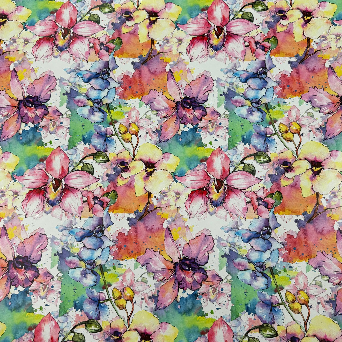 Wild Orchids on Smooth Vinyl Fabric