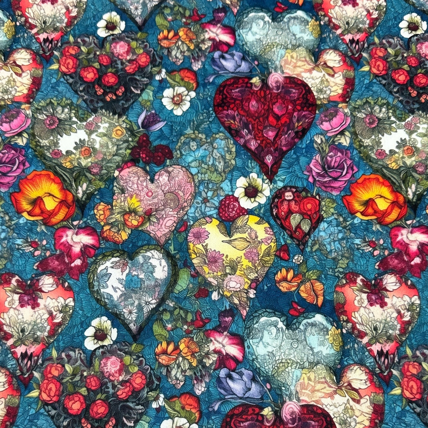 Flower Hearts 1 mil PUL Fabric - Made in the USA