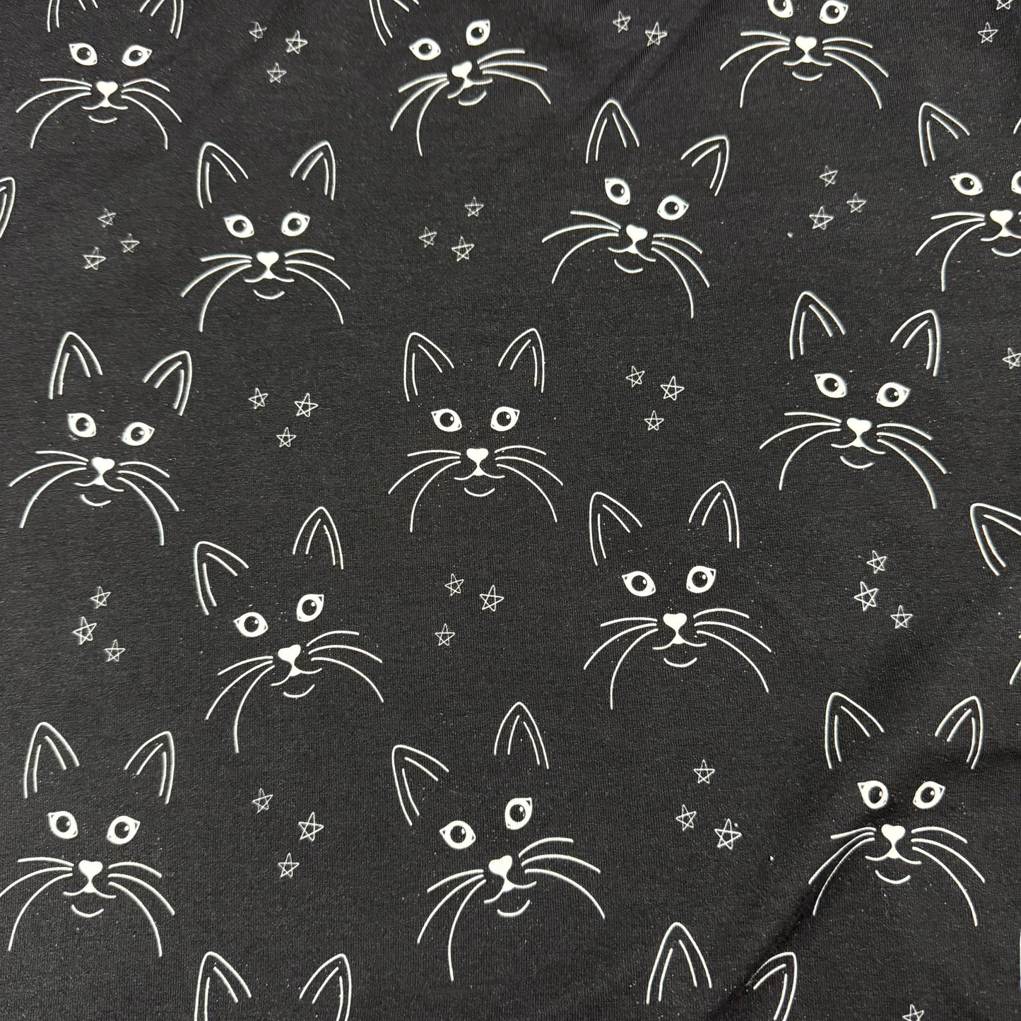 Cats on Black Bamboo/Spandex Jersey Fabric - 200GSM