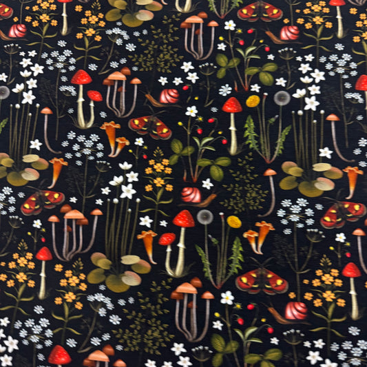 Forest Florals on Organic Cotton/Spandex Jersey Fabric