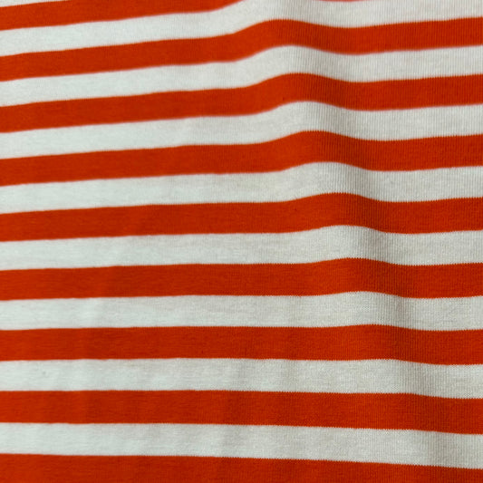 Orange and White 3/8" Stripes on Cotton/Spandex Jersey Fabric