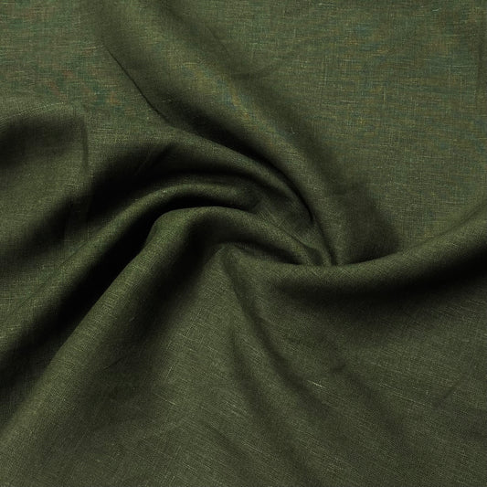 Olive Green Linen Woven Fabric - 200 GSM