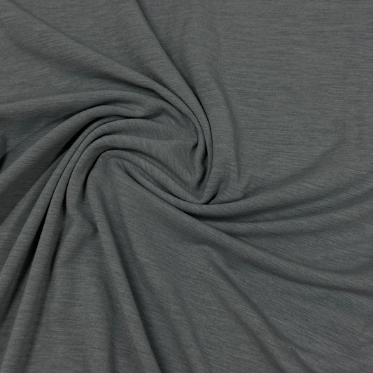 Steel Gray Merino Wool/Spandex Jersey Fabric- 28" Cut