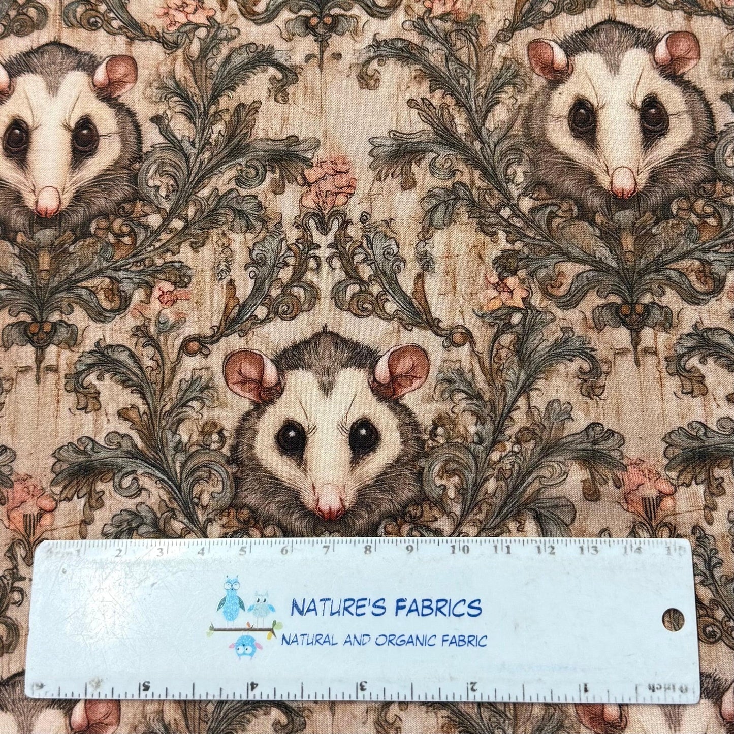 Possums on Organic Cotton Stretch French Terry Fabric