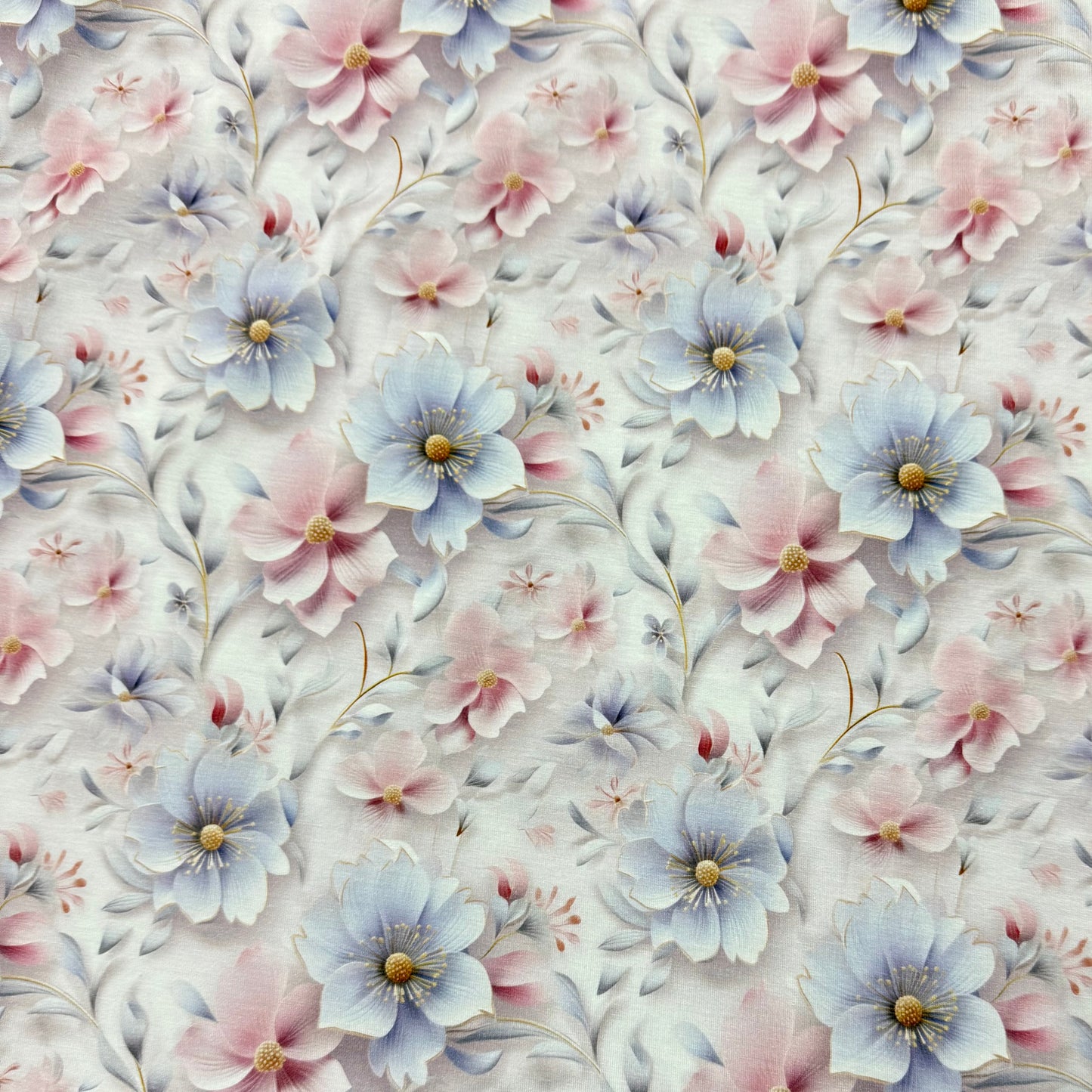 Pastel Floral on Bamboo Stretch French Terry Fabric