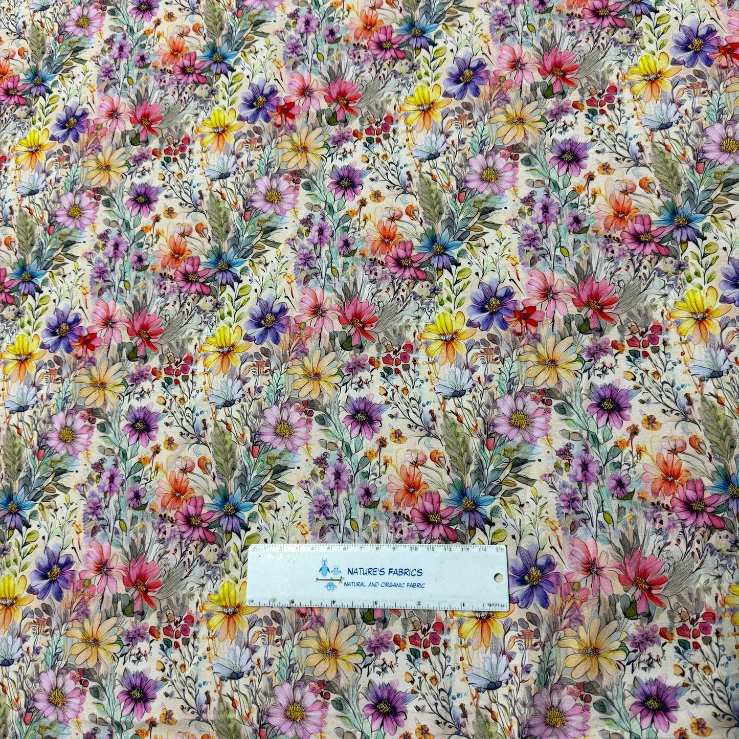 Rainbow Wildflowers on Bamboo/Spandex Jersey Fabrics