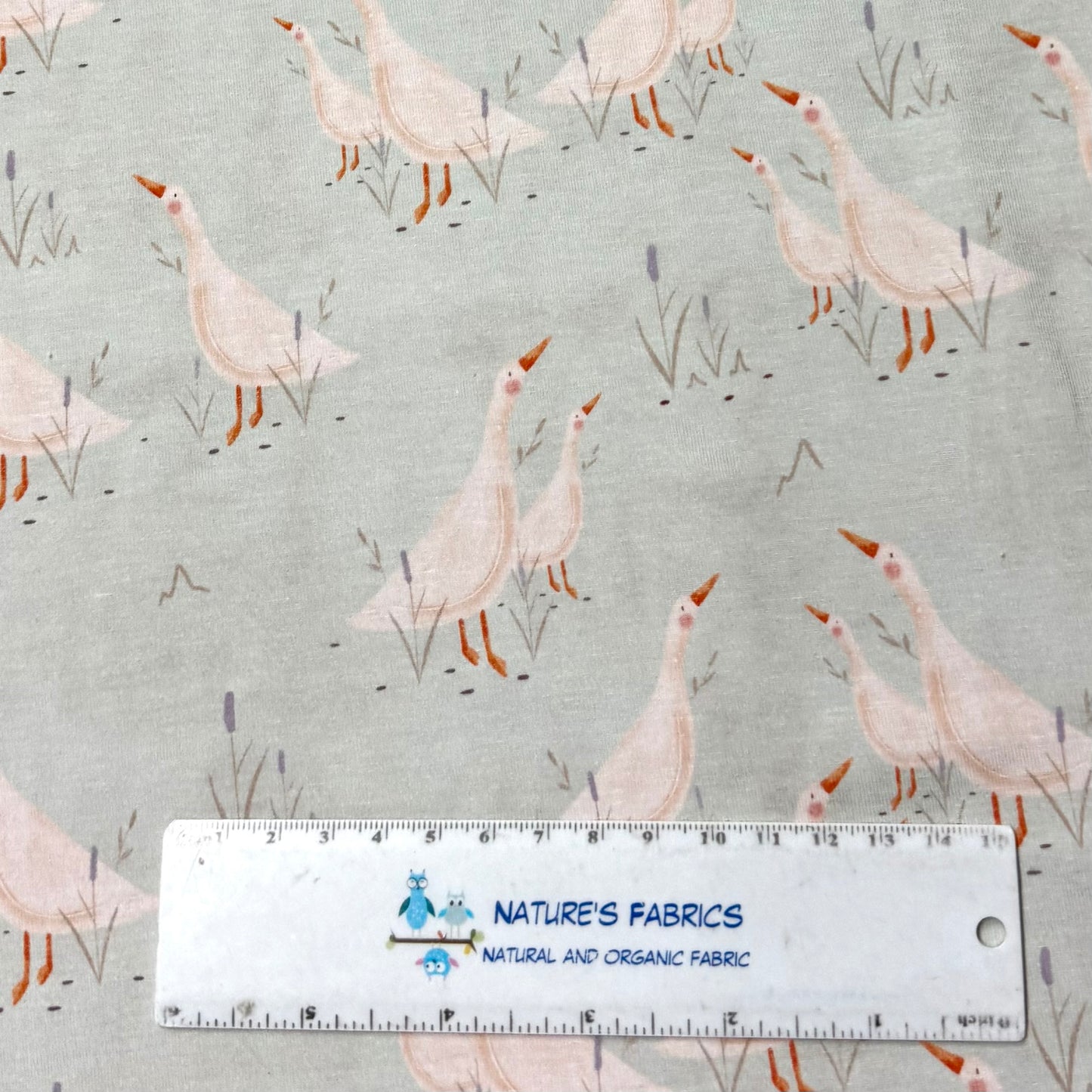 Geese in the Garden on Bamboo/Spandex Jersey Fabrics