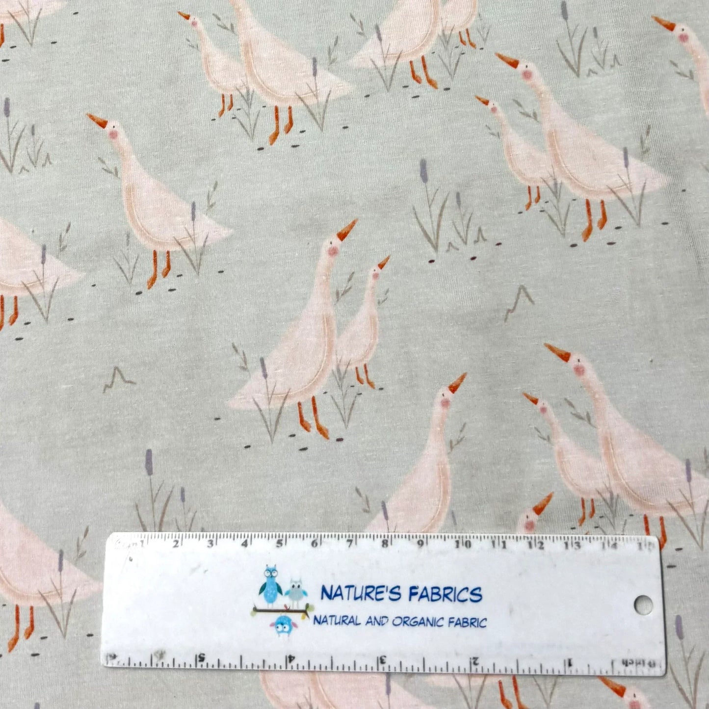 Geese in the Garden on Organic Cotton Stretch French Terry Fabric