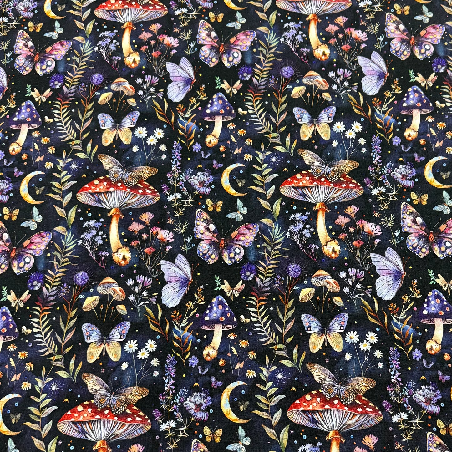 Magical Forest Night on Bamboo Stretch French Terry Fabric