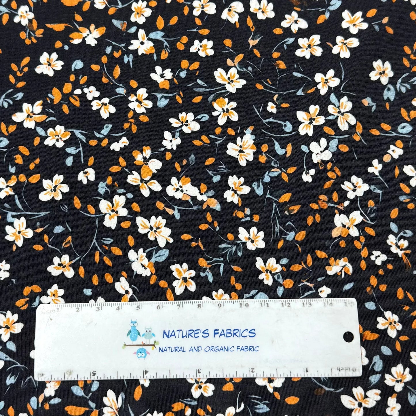 Vintage Floral on Navy Bamboo/Spandex Jersey Fabrics