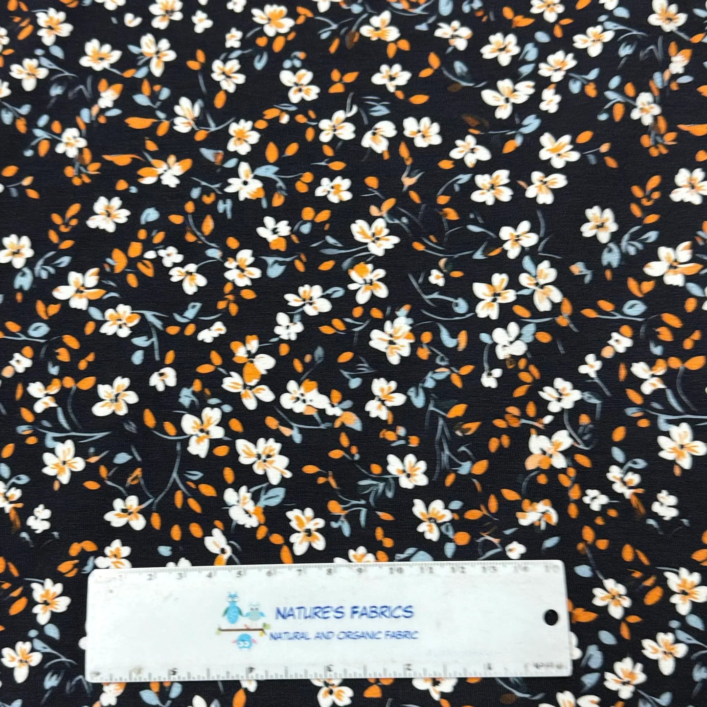 Vintage Floral on Navy Organic Cotton Stretch French Terry Fabrics