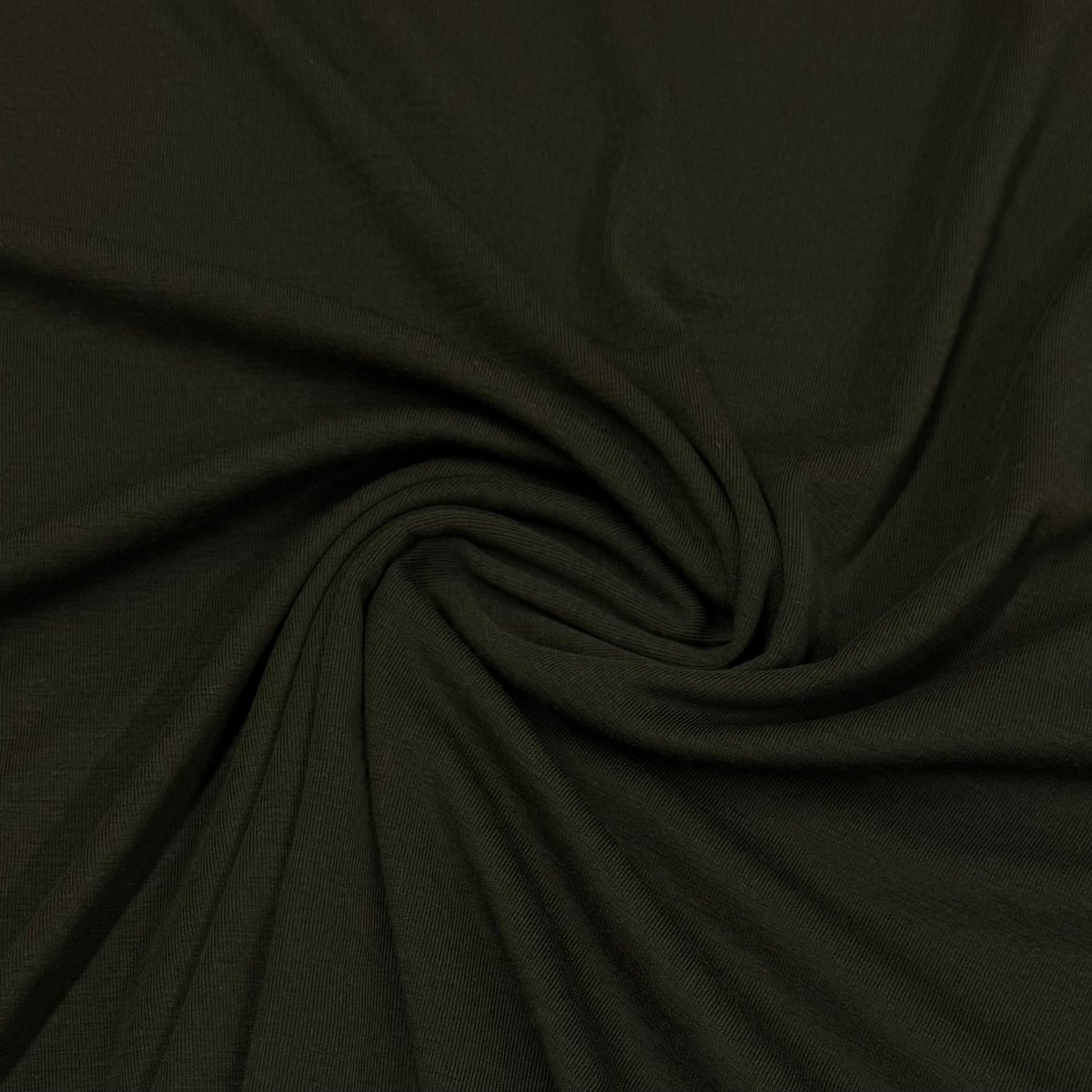 Dark Olive Merino Wool Rib Knit Fabric