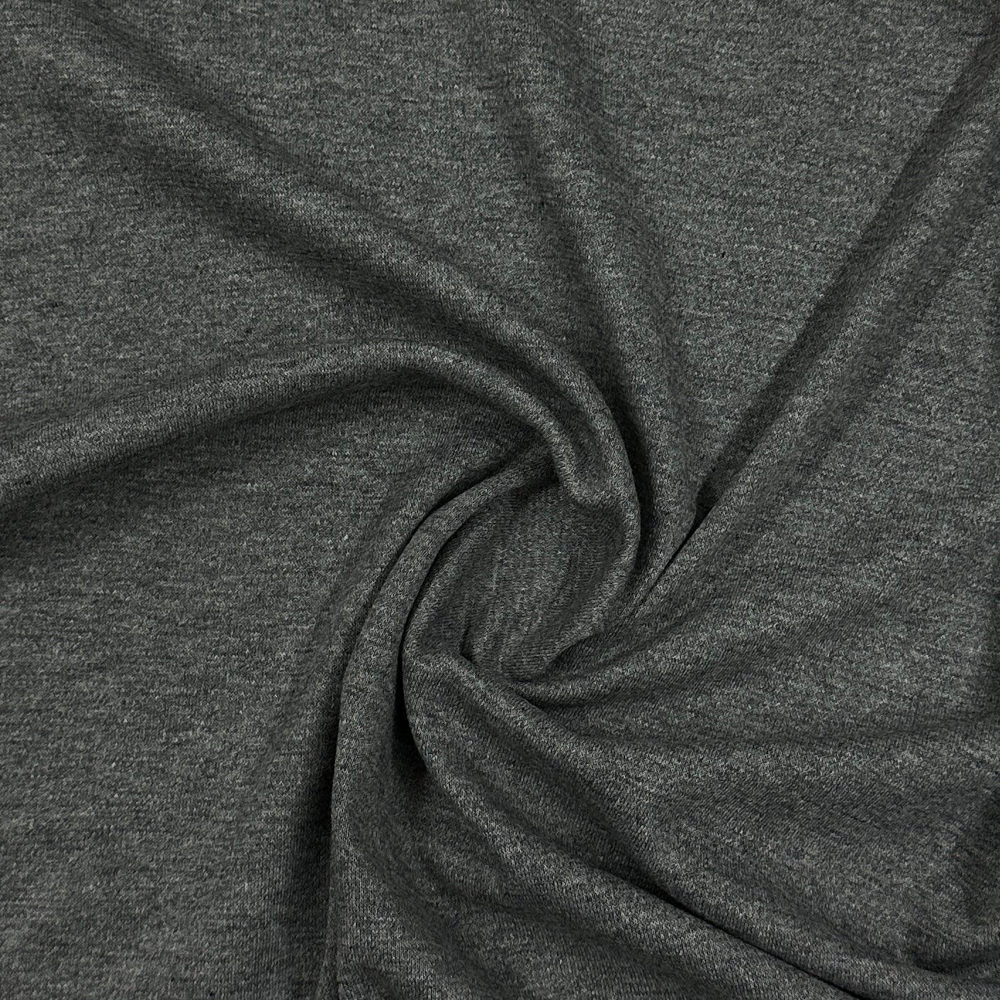 Anthracite Merino Wool Rib Knit Fabric - 1x1 - Nature's Fabrics