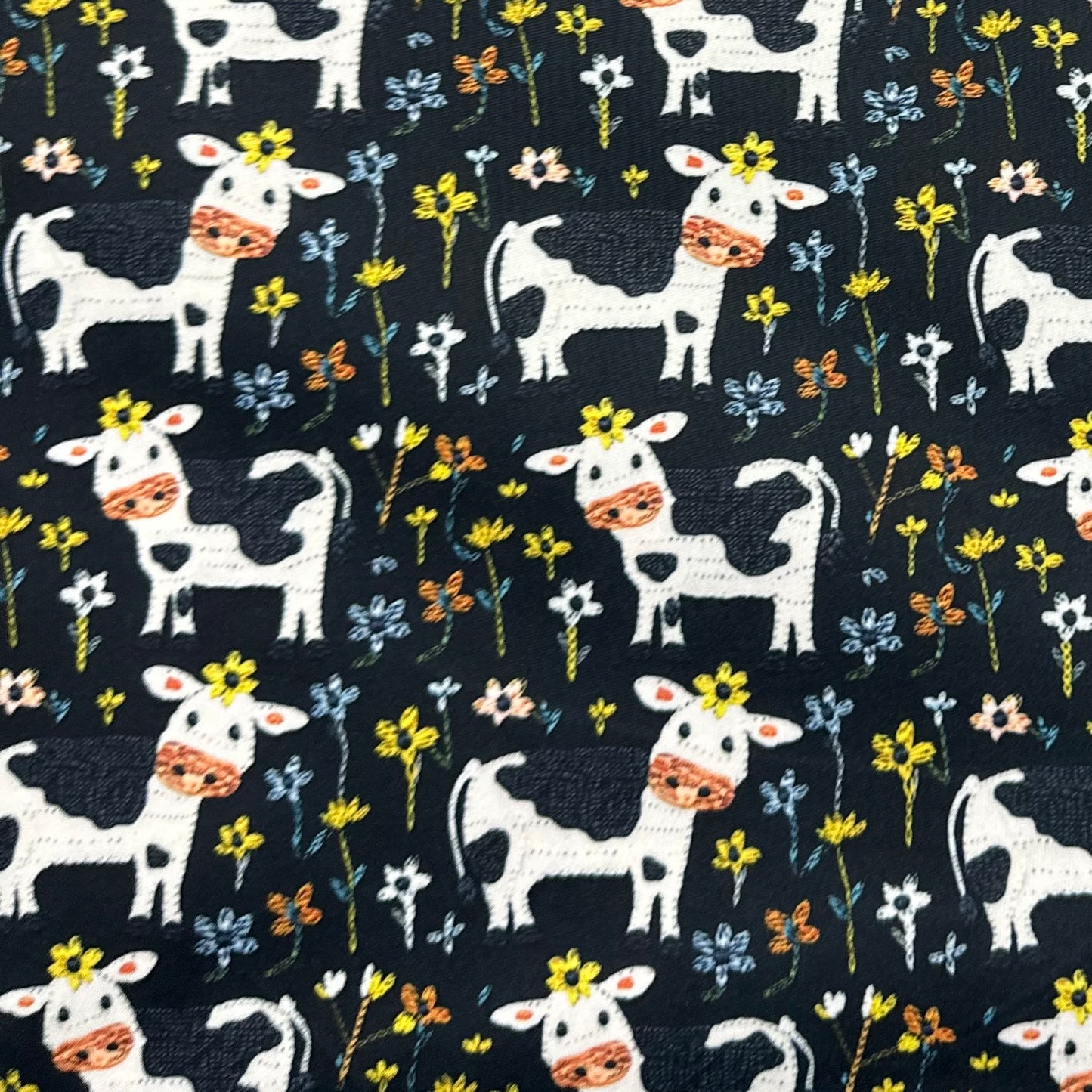 Appliqued Cows 1 mil PUL Fabric - Made in the USA - Nature's Fabrics
