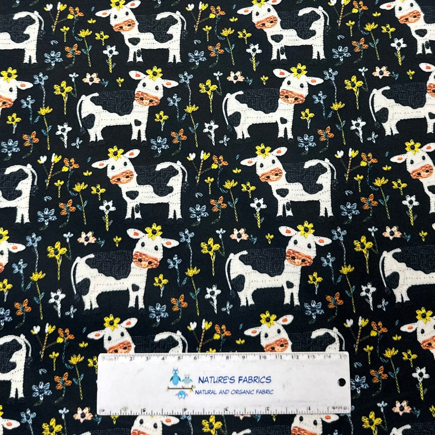 Appliqued Cows 1 mil PUL Fabric - Made in the USA - Nature's Fabrics