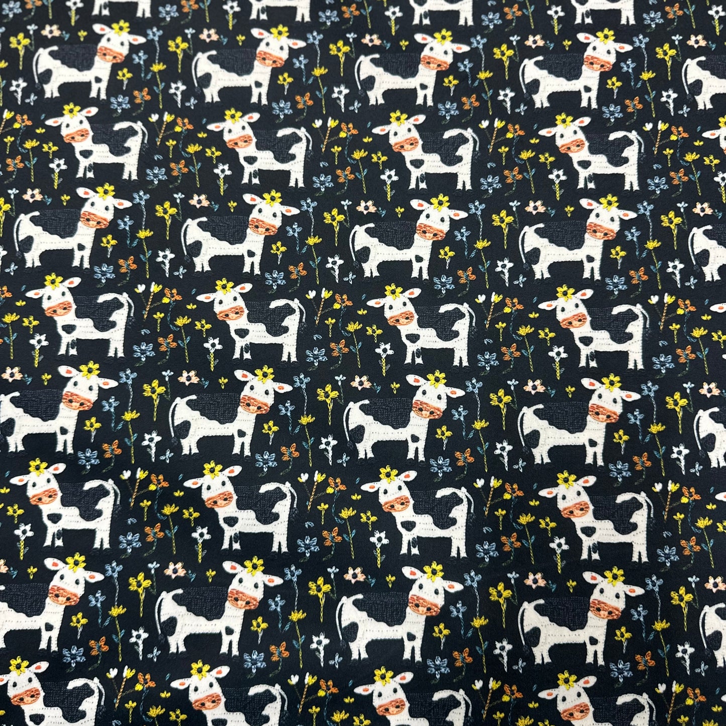 Appliqued Cows 1 mil PUL Fabric - Made in the USA - Nature's Fabrics