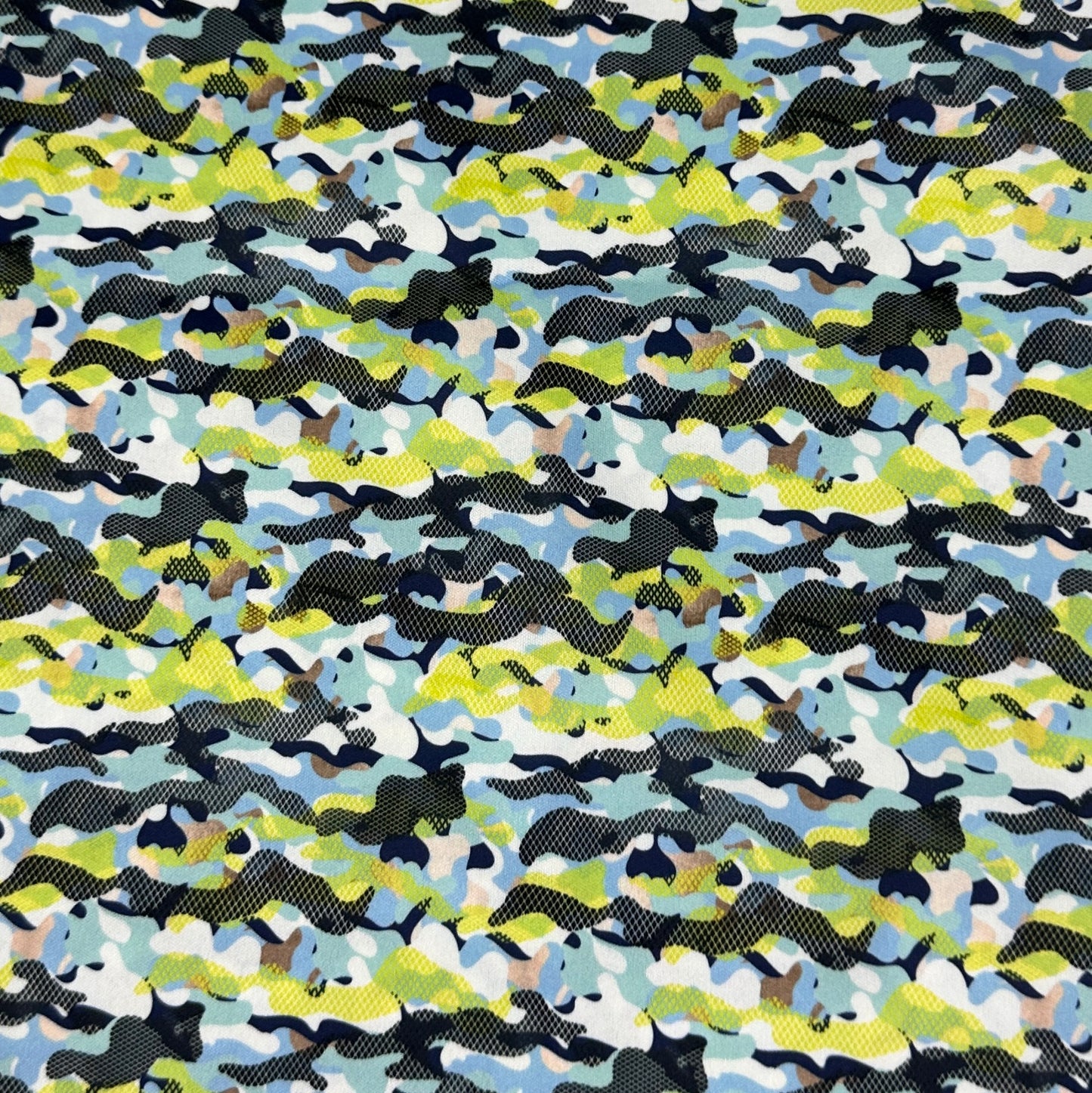 Aqua and Black Camo 1 mil PUL Fabric - Made in the USA - Nature's Fabrics