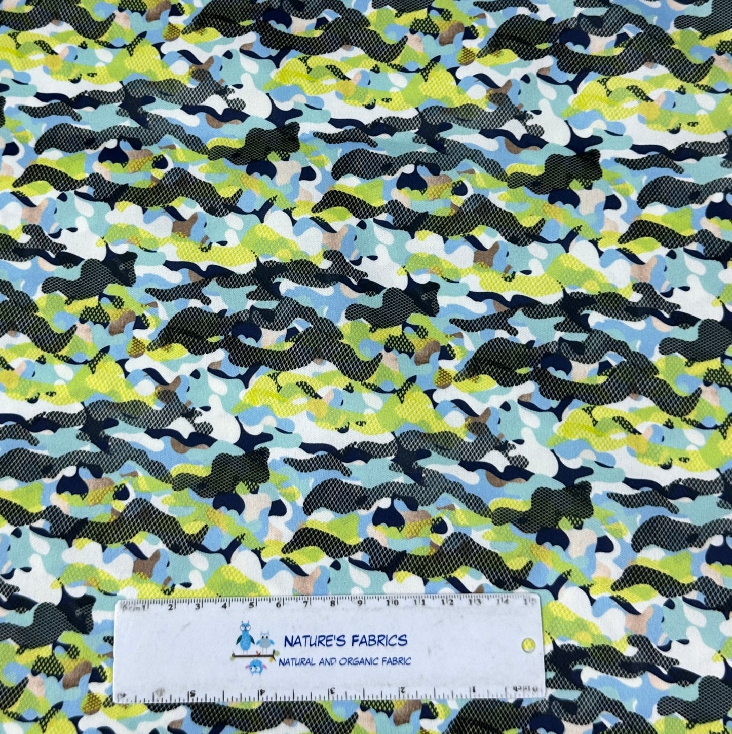 Aqua and Black Camo 1 mil PUL Fabric - Made in the USA - Nature's Fabrics