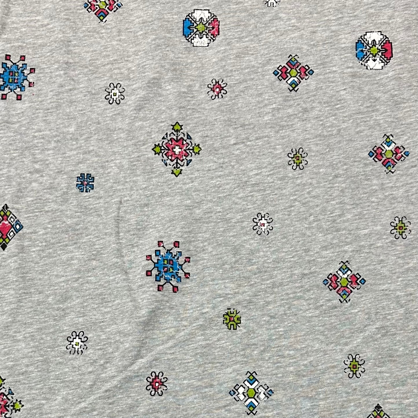 Aztecs on Gray Cotton/Poly Jersey Fabric - Nature's Fabrics