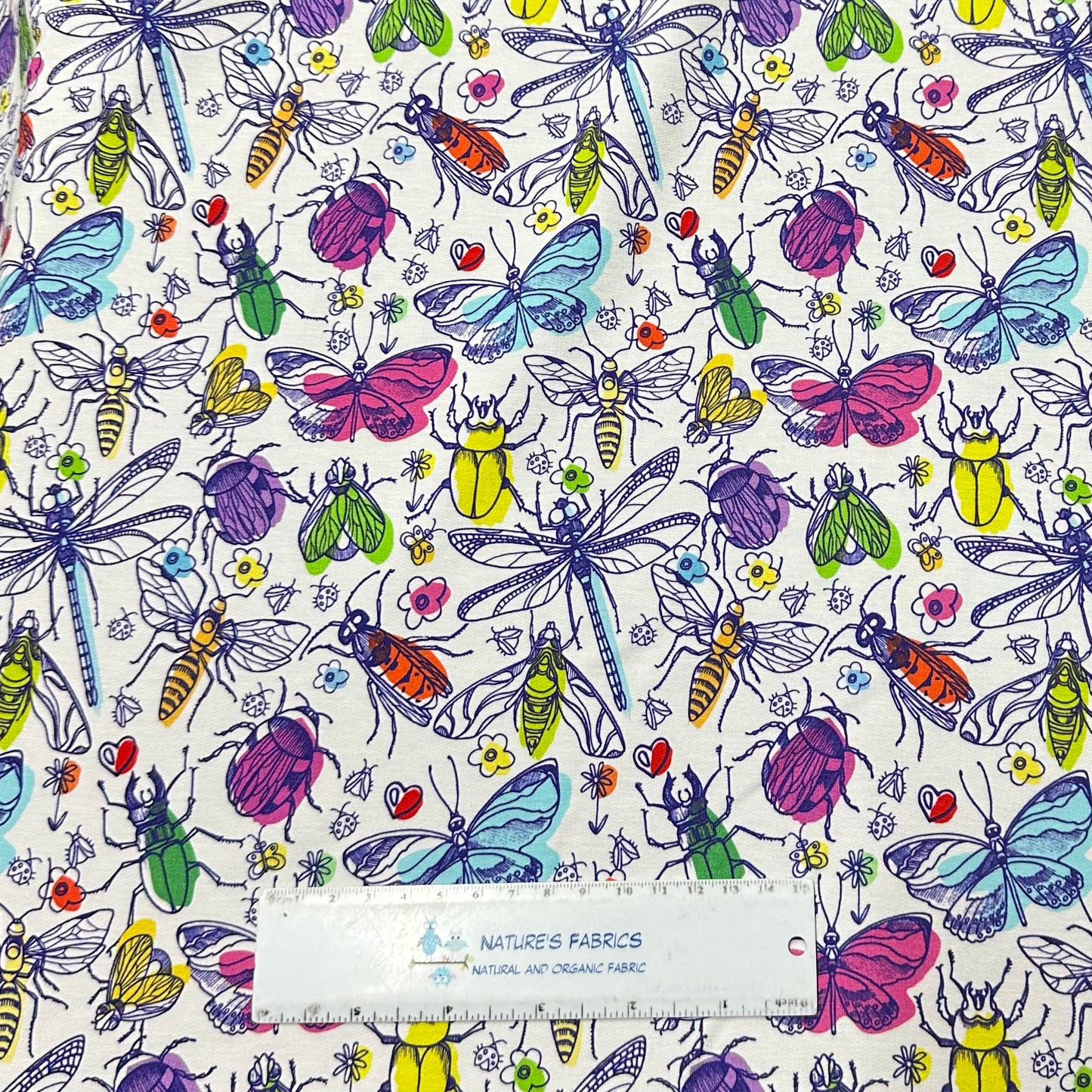 Backyard Bugs on Bamboo Stretch French Terry Fabric - Nature's Fabrics