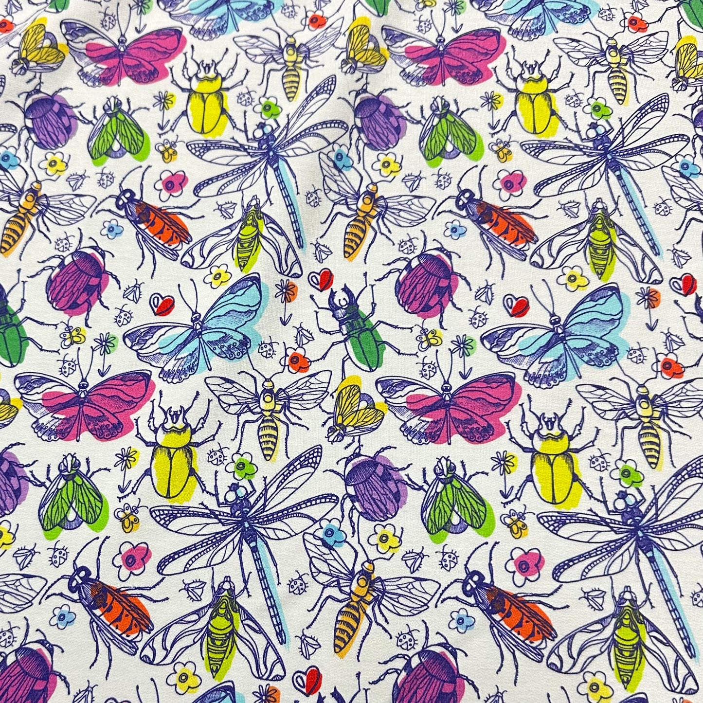 Backyard Bugs on Bamboo Stretch French Terry Fabric - Nature's Fabrics