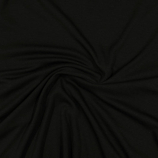 Black 97% Organic Merino Wool/3% Spandex Interlock Blend Fabric - Felted - Nature's Fabrics
