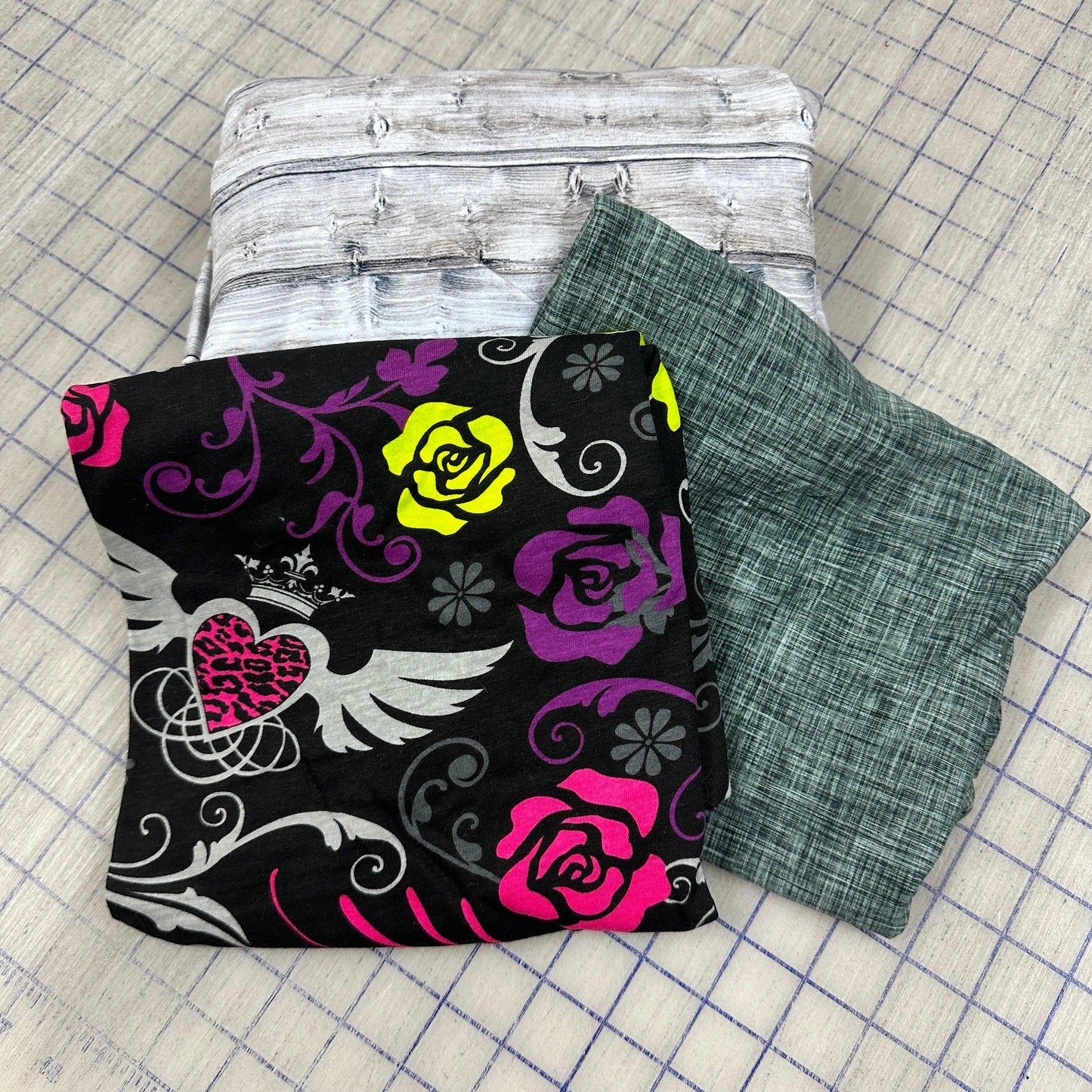 Black Floral Jersey Fabric Bundle #1304 - Nature's Fabrics