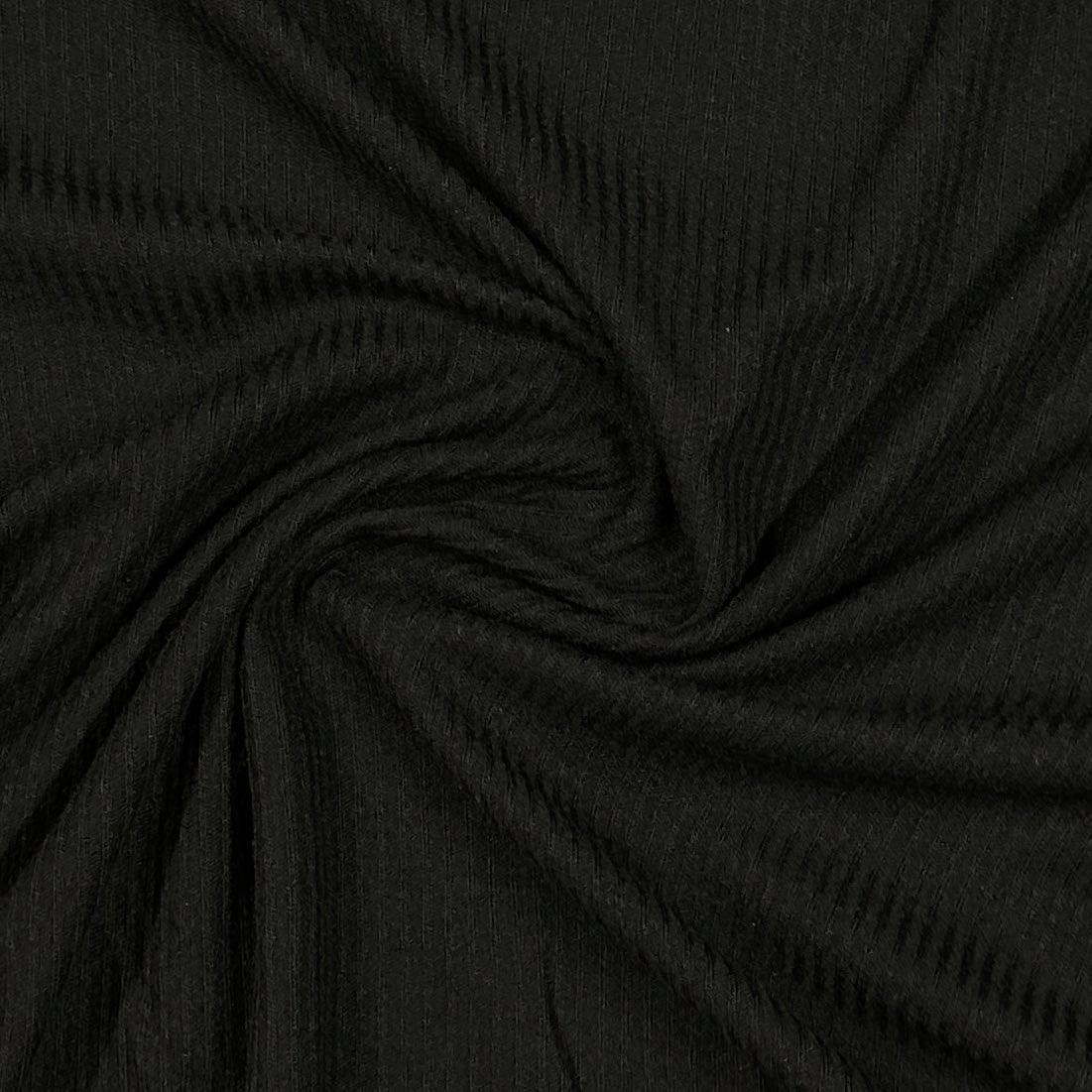 Black Merino Wool Blend Jersey Fabric - Nature's Fabrics