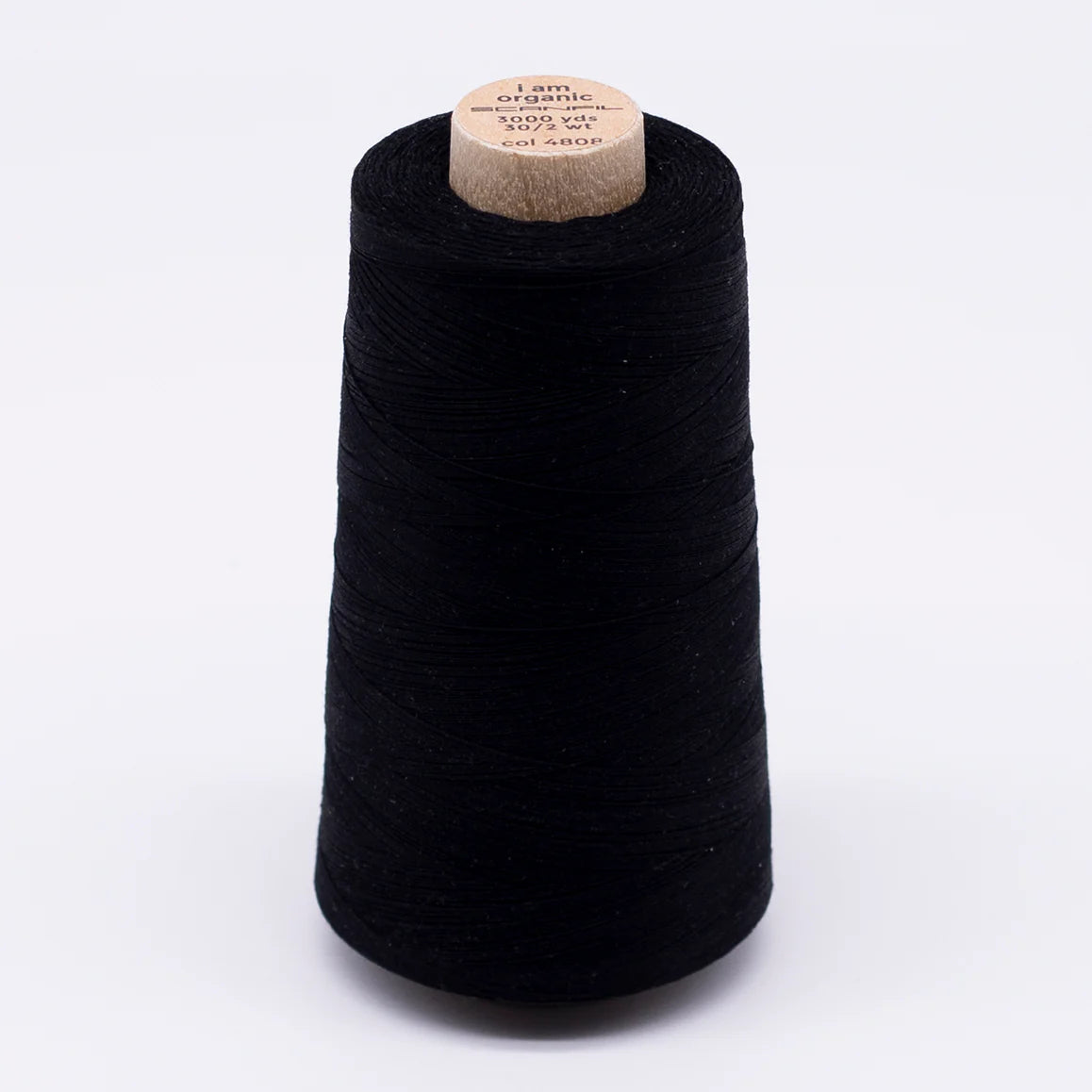 Black Organic Cotton Sewing Thread Cone - 3000 yards 30/2 - Nature's Fabrics