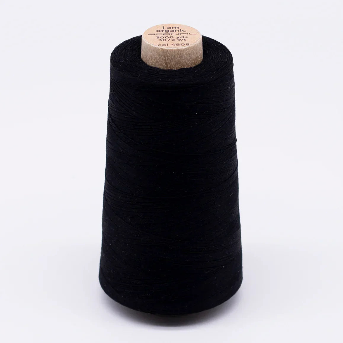 Black Organic Cotton Sewing Thread Cone - 3000 yards 30/2 - Nature's Fabrics
