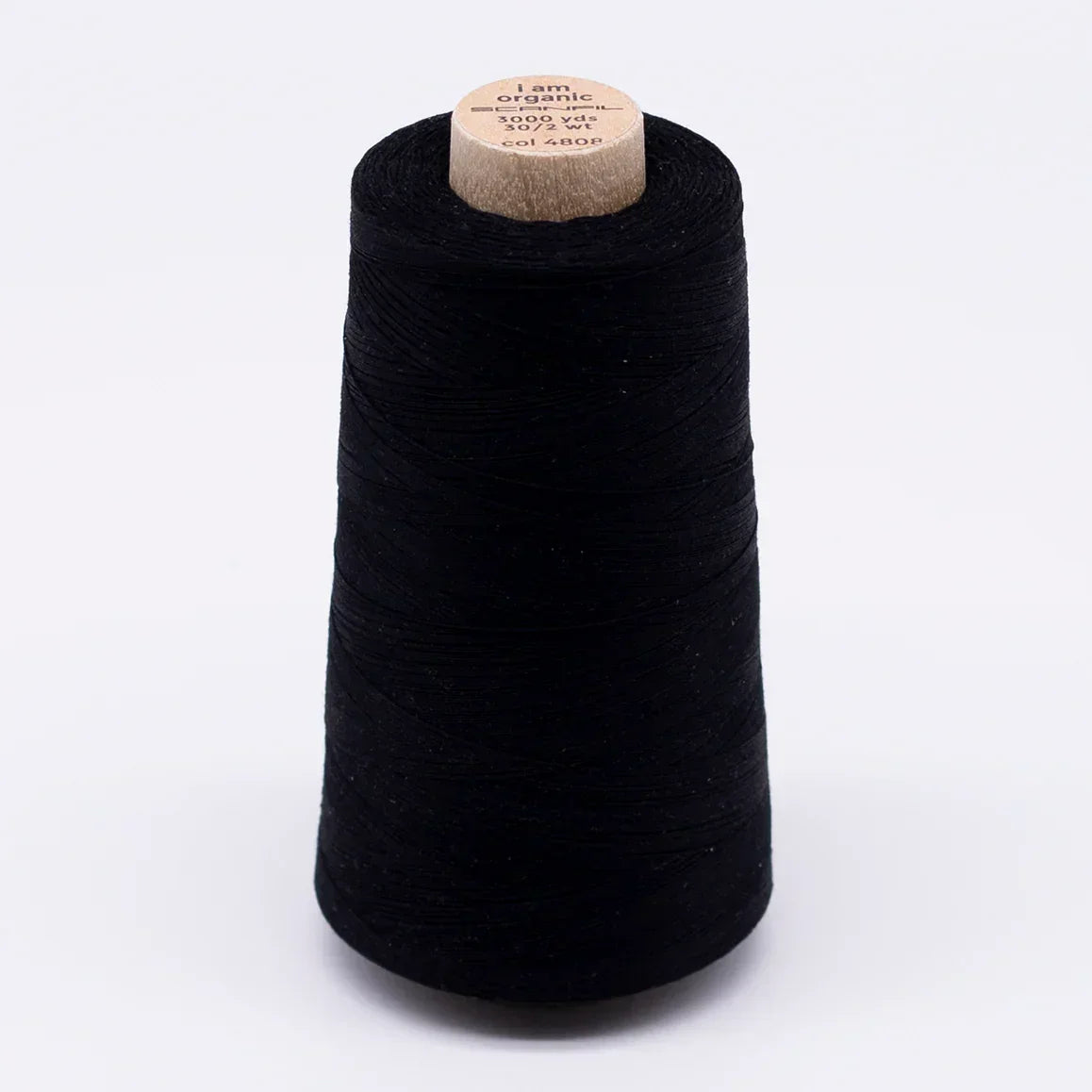 Black Organic Cotton Sewing Thread Cone - 3000 yards 30/2 - Nature's Fabrics