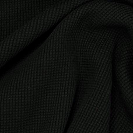 Black Organic Cotton Waffle Thermal Fabric - Grown in the USA