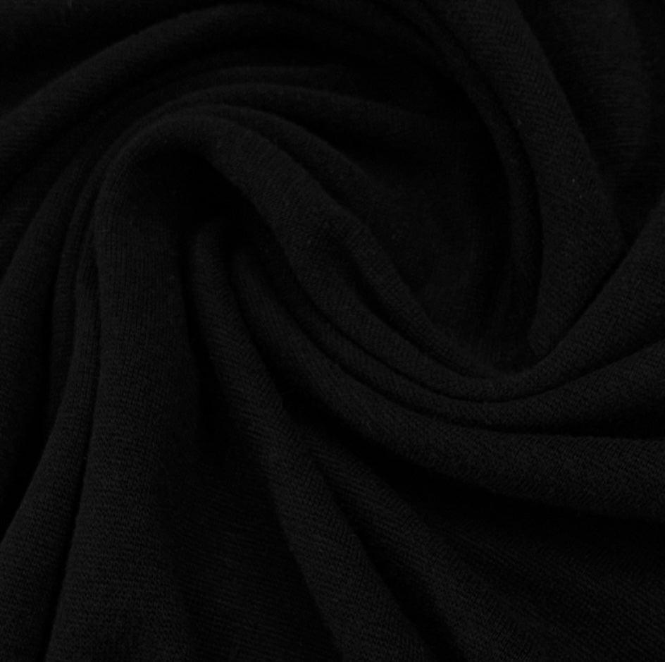 Black Organic Cotton/Spandex Rib Knit Fabric 2x2 Nature's Fabrics