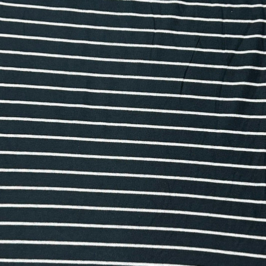Nature's Fabrics navy blue and white horizontal striped natural fabric