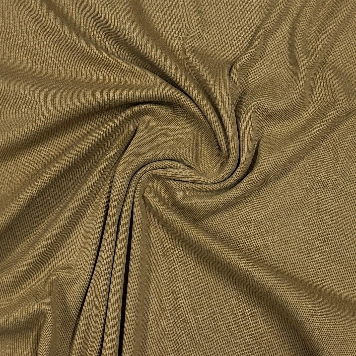 Camel Polyester/Lambswool Blend Rib Knit Fabric - 1x1 - Nature's Fabrics