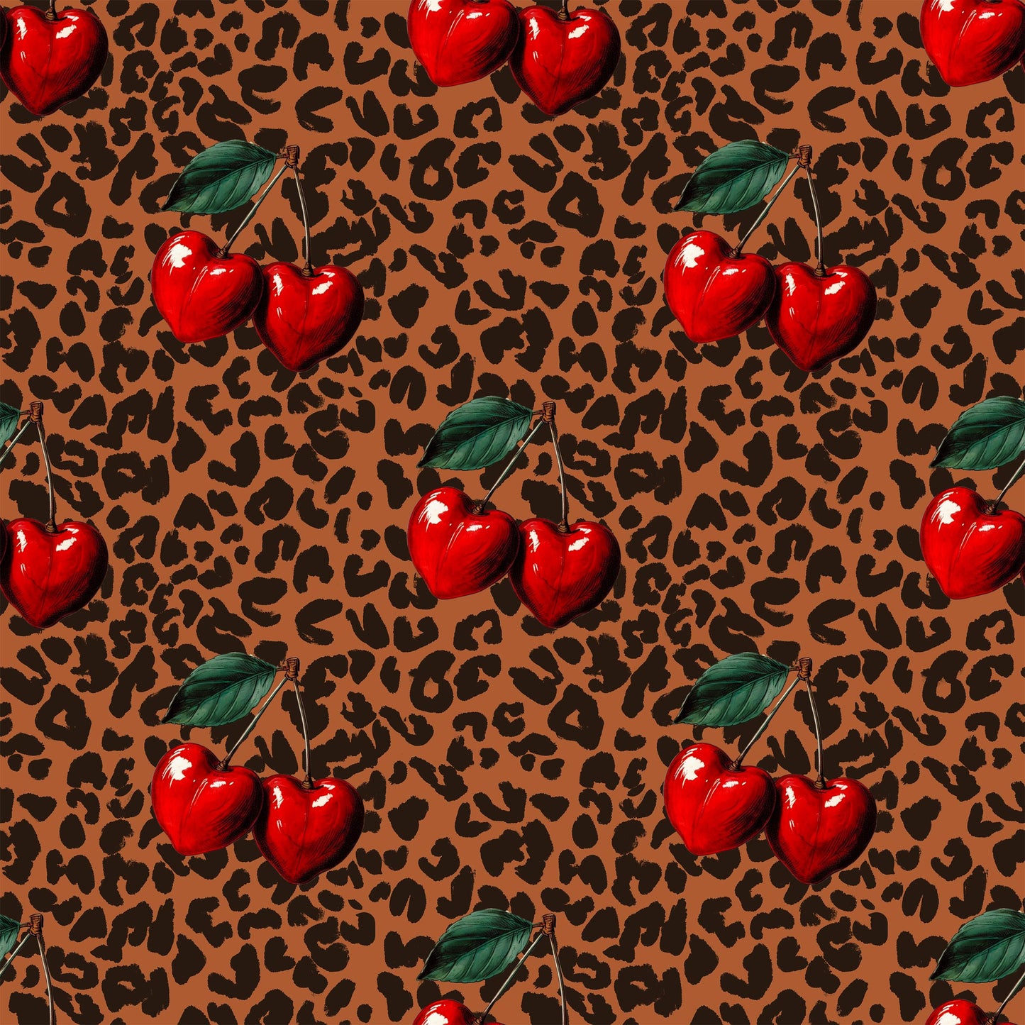 Cherry Leopard on Bamboo/Spandex Jersey Fabric - Nature's Fabrics