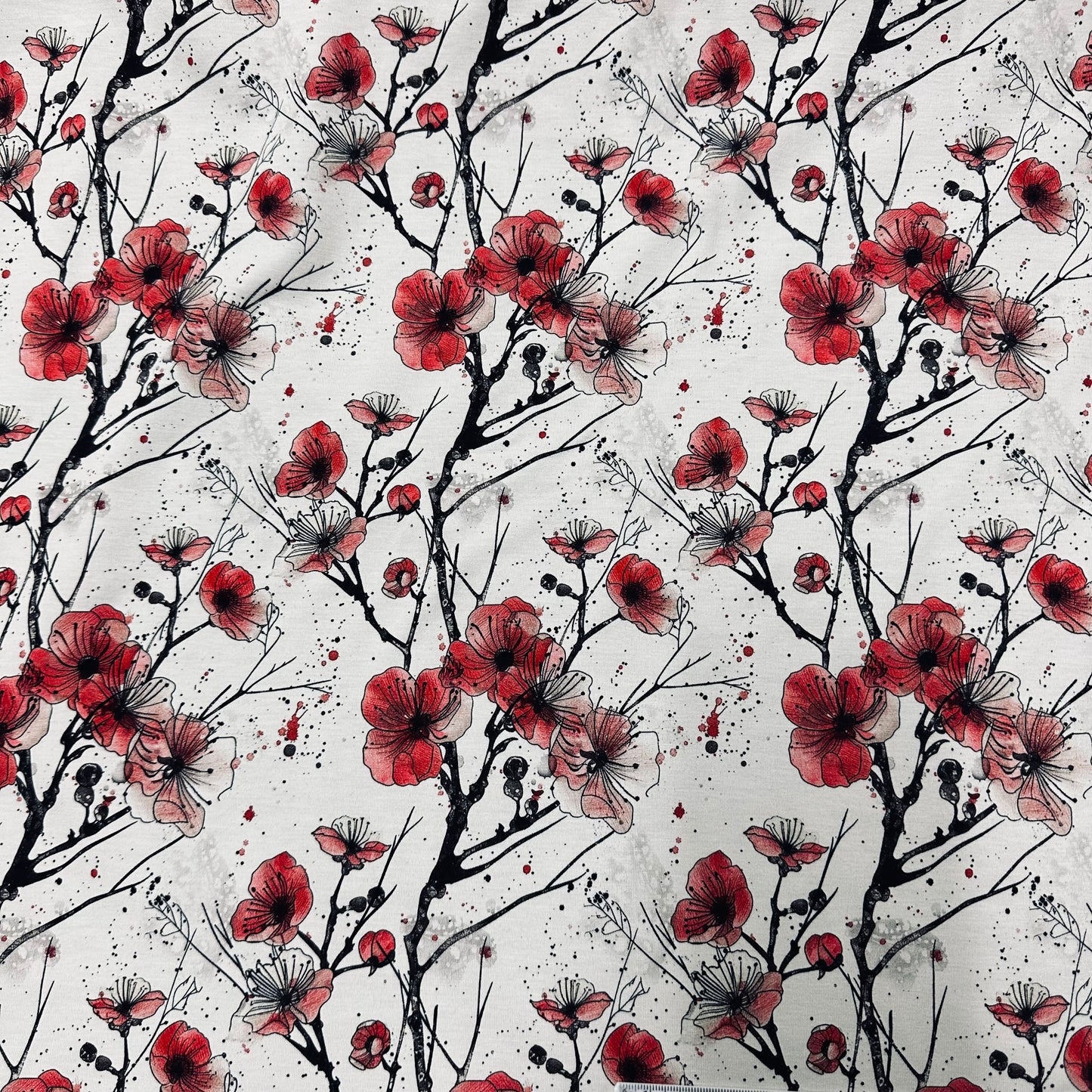 Cherry Tree Blossoms on Bamboo/Spandex Jersey Fabric - Nature's Fabrics
