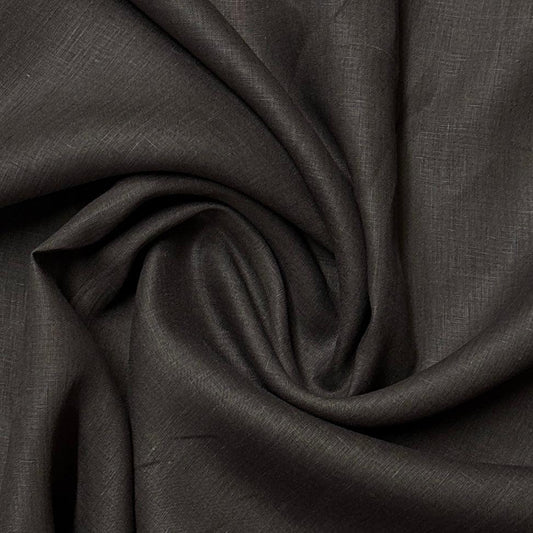 Close-up of draped dark charcoal gray natural fabric from Nature's Fabrics.