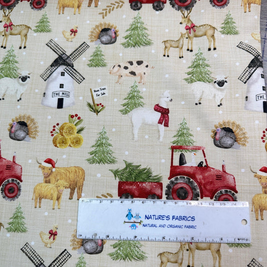 Christmas Farm on Bamboo/Spandex Jersey Fabric - Nature's Fabrics