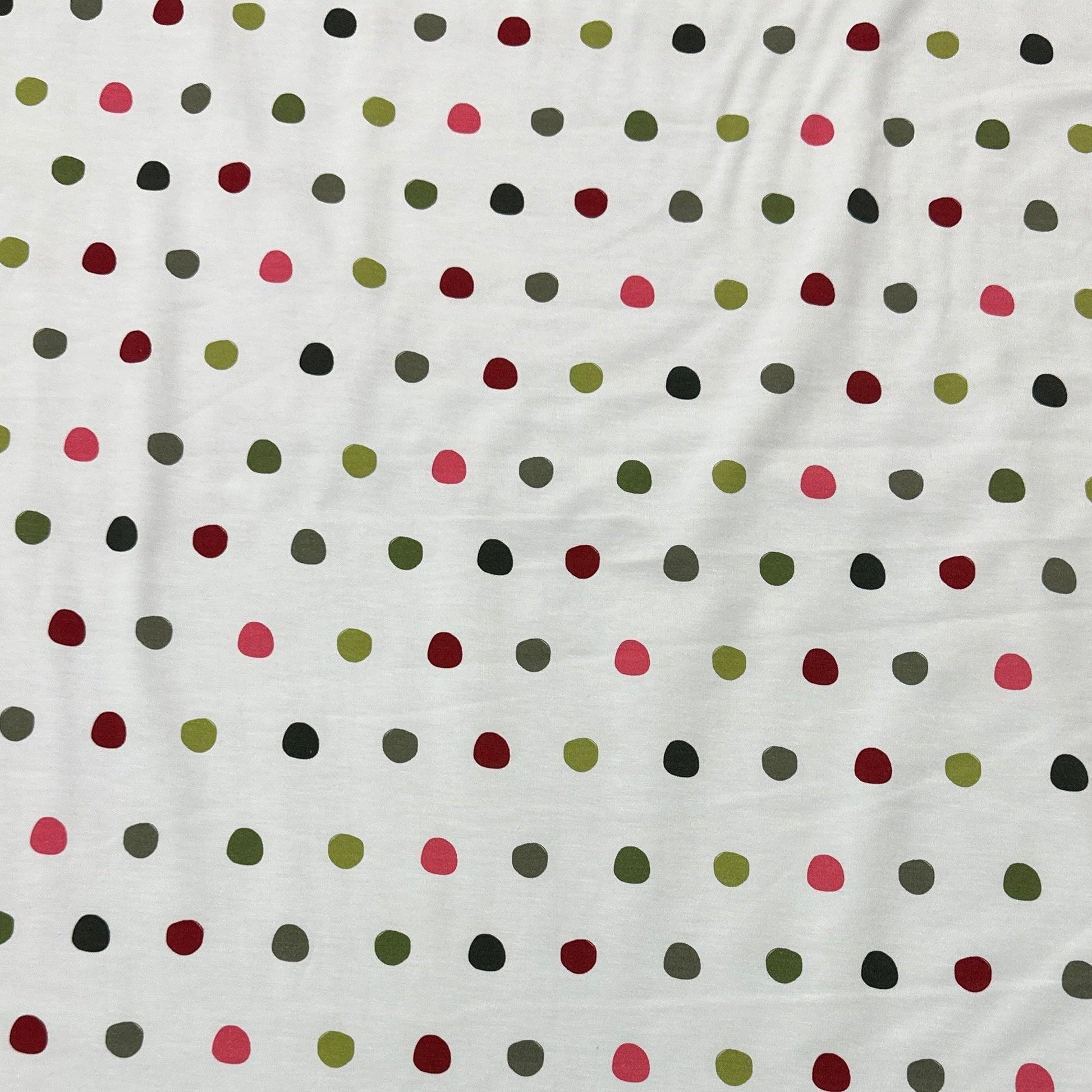 Colorful Dots on White Bamboo/Spandex Jersey Fabric - Nature's Fabrics