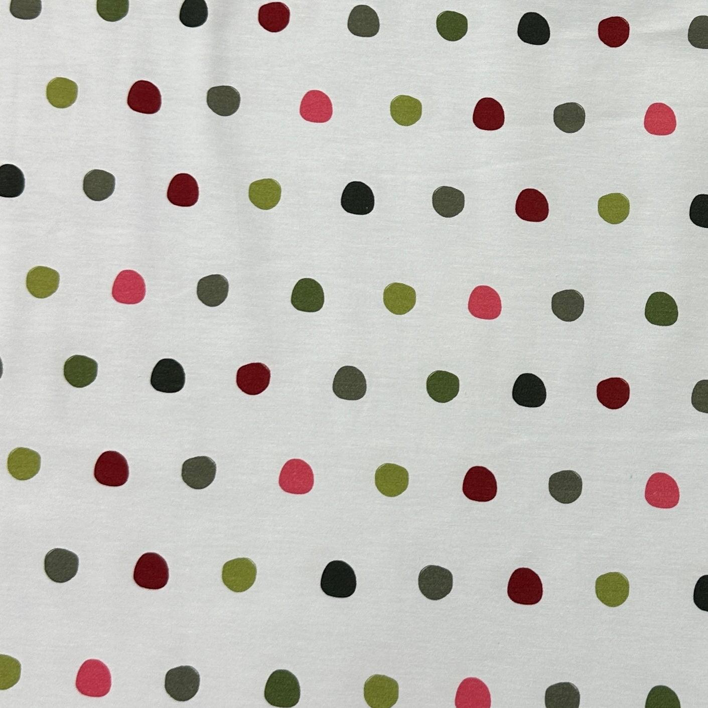 Colorful Dots on White Bamboo/Spandex Jersey Fabric - Nature's Fabrics