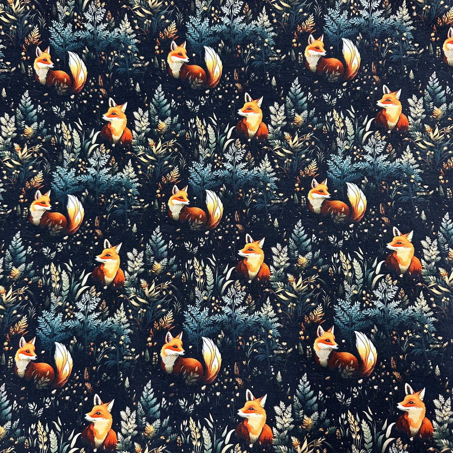 Cottage Foxes on Bamboo/Spandex Jersey Fabric - Nature's Fabrics