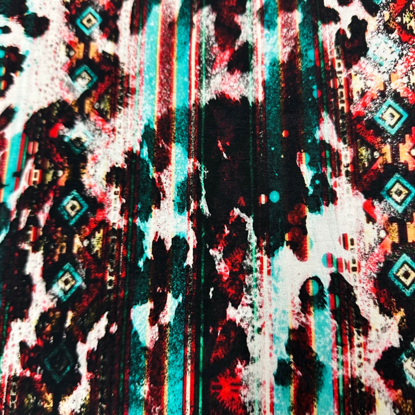 Cowhide Aztec on Bamboo/Spandex Jersey Fabric - Nature's Fabrics