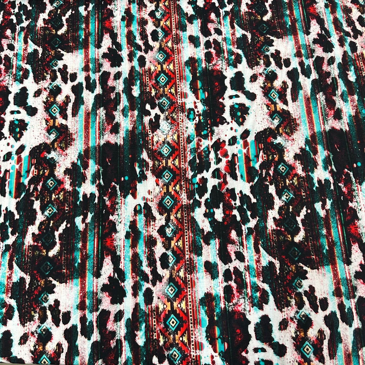 Cowhide Aztec on Bamboo/Spandex Jersey Fabric - Nature's Fabrics