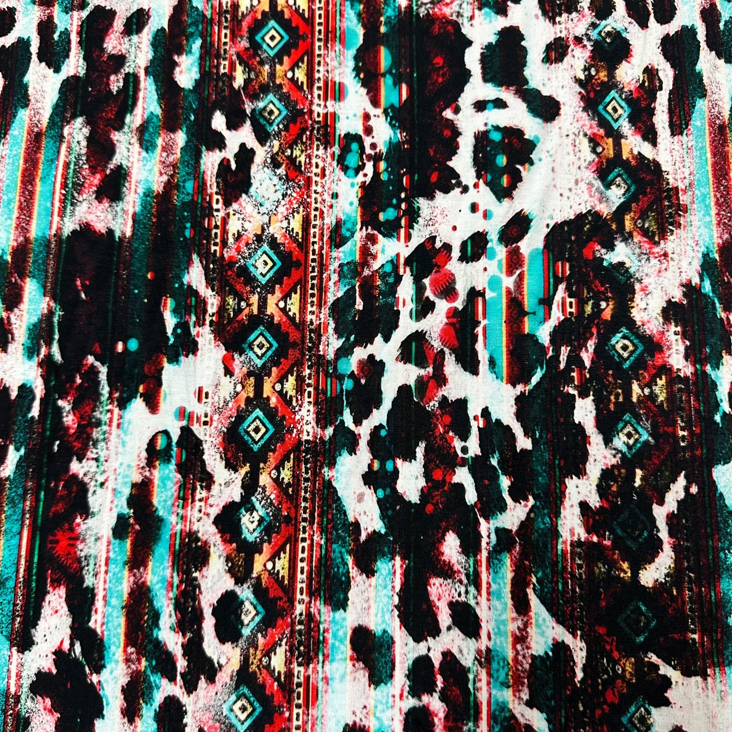 Cowhide Aztec on Bamboo/Spandex Jersey Fabric - Nature's Fabrics