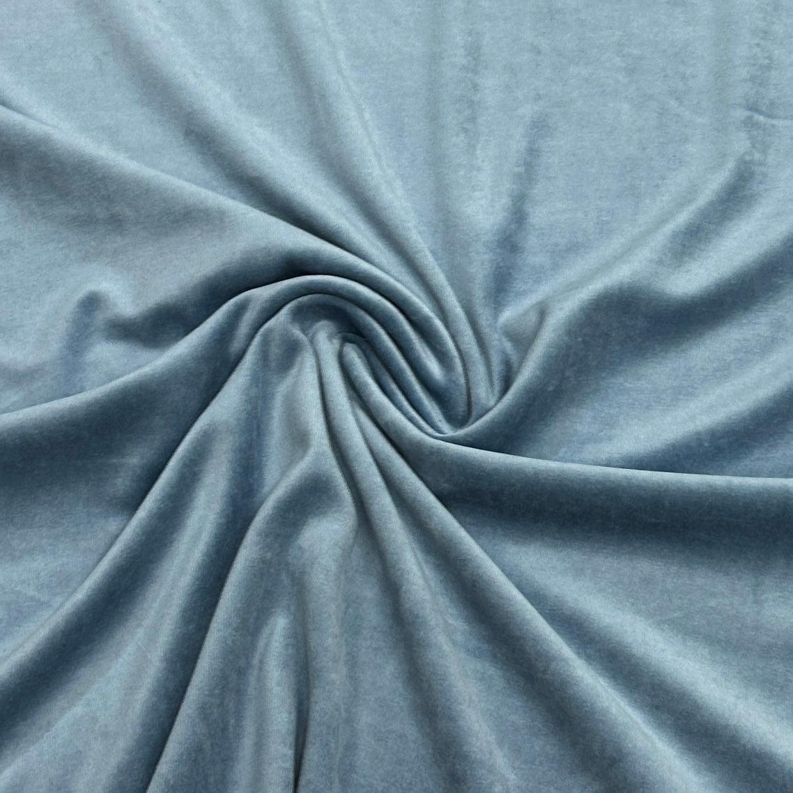 Swirl of light blue velvet fabric from Nature's Fabrics.