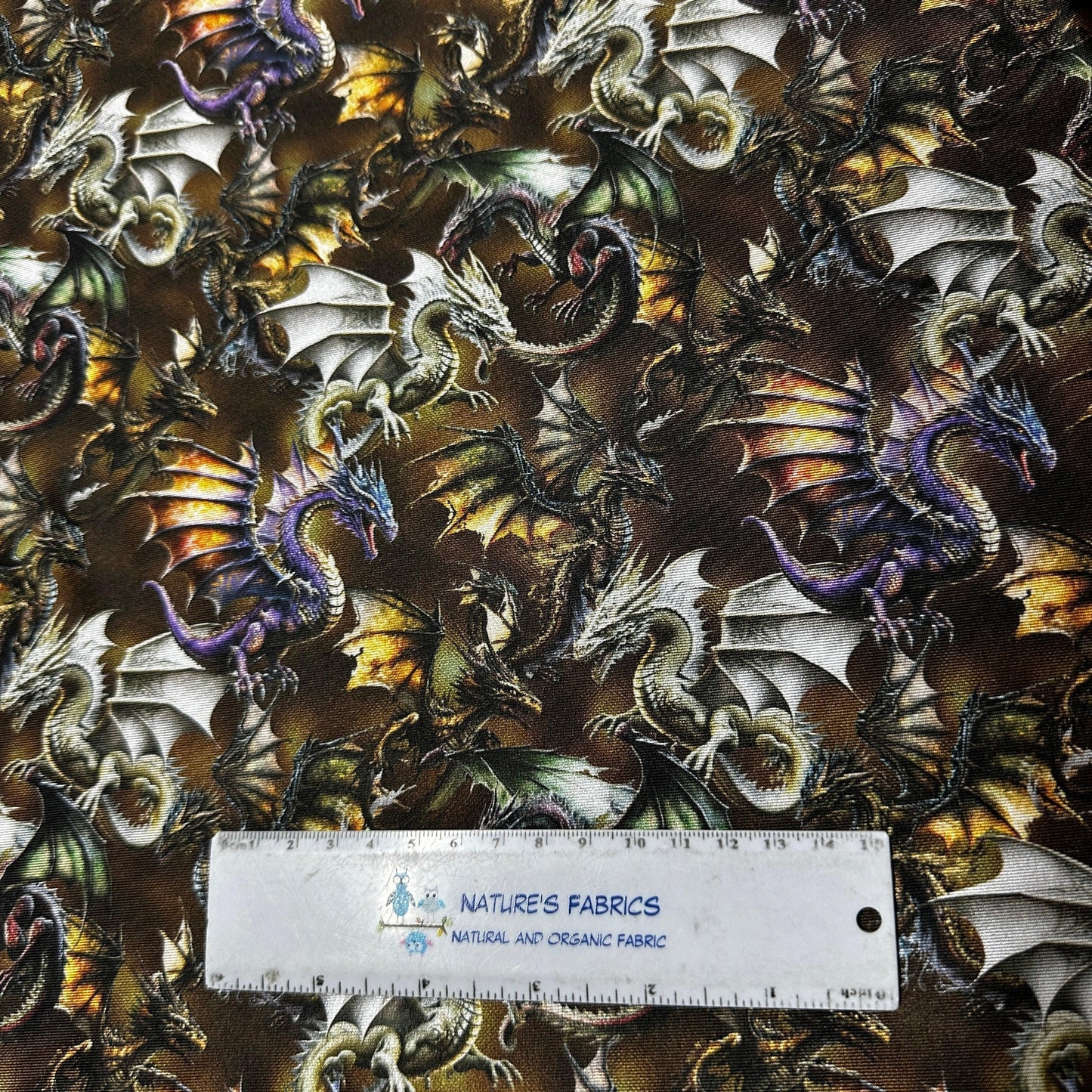 Dragon Toss on Double Brushed Polyester Jersey Fabric - Nature's Fabrics